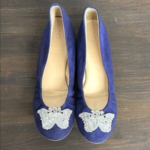 J. Crew Royal Blue Flats with Glittering embellishments